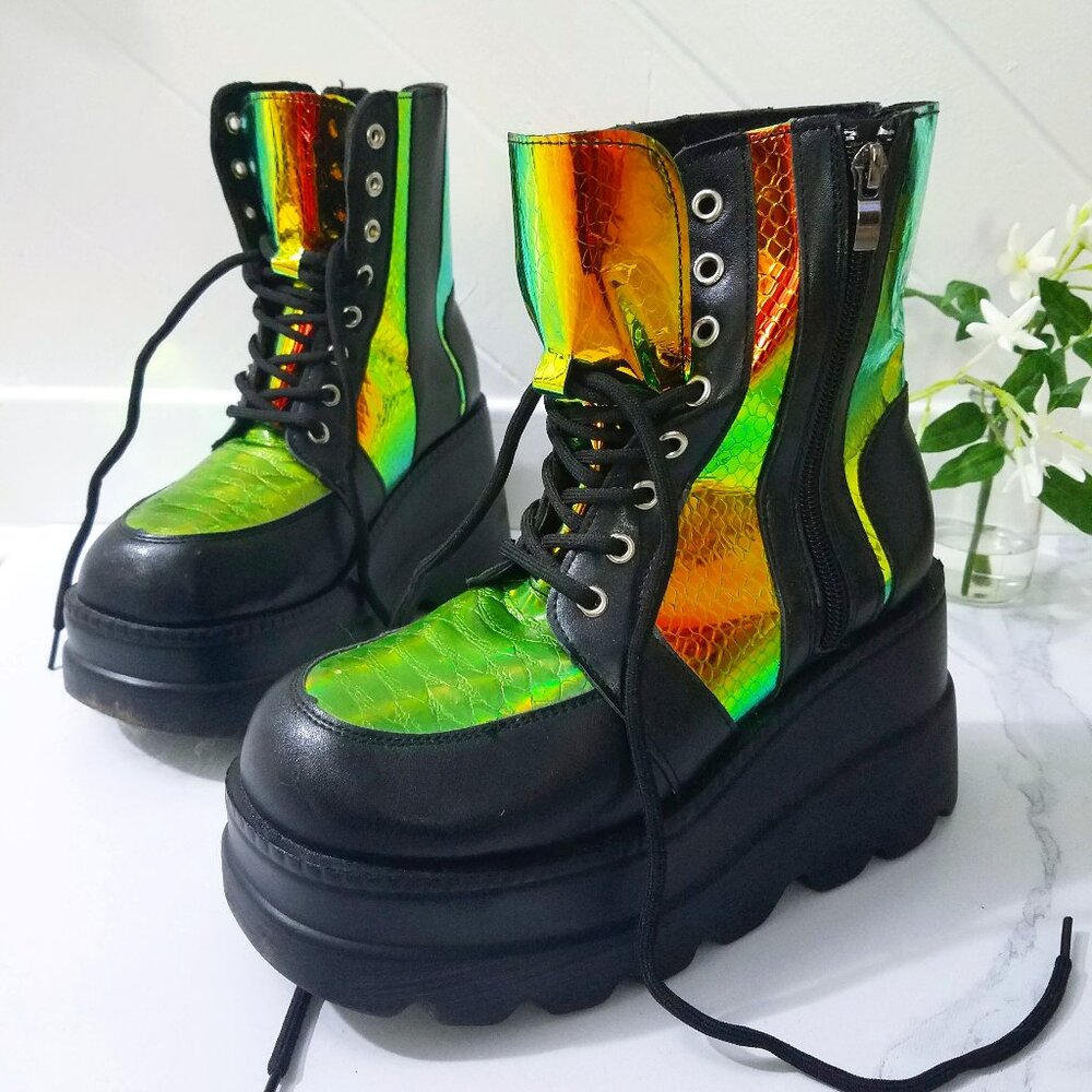Snake Punk Platform Boots
